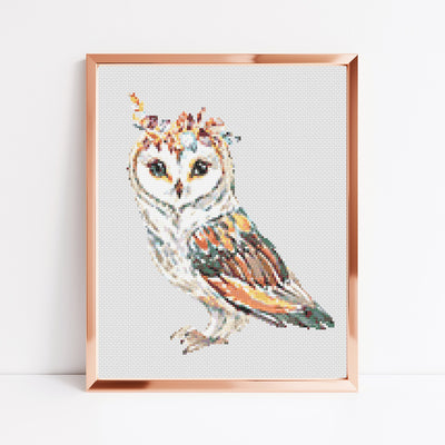 Owl Cross Stitch, Instant Download PDF, Woodland Animal Pattern, Modern Cross Stitch Pattern, Rustic Decor, Boho Home Gift, Nursery Wall Art