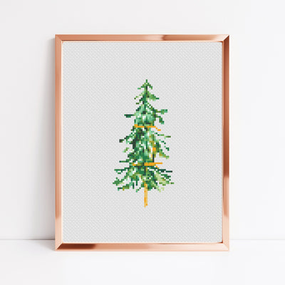 Spruce Cross Stitch Pattern, Instant Download PDF, Modern Stitch Chart, Counted Cross Stitch, Mothers Day Gift, Tree Wall Decoration Gift