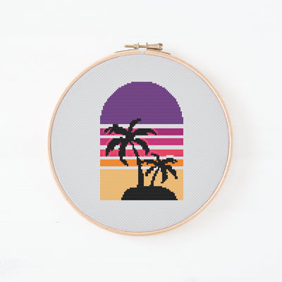 Palm Tree Cross Stitch Pattern, Instant Download PDF, Embroidery Chart, Boho Home Gift, Wall Hanging, Aesthetic Wall Decor, Christmas Gift