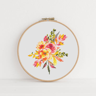 Fall Bouquet Cross Stitch Pattern, Instant Download PDF, Modern X Stitch, Plant Cross Stitch, Boho Home, Counted Cross Stitch, Gift Mom