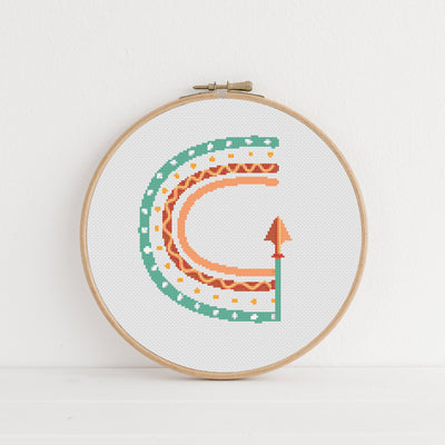 Boho Letter G Cross Stitch, Instant Download PDF, Modern Stitch Chart, Floral Monogram, Wall Hanging Art, Aesthetic Room Decor, Gift for Mom