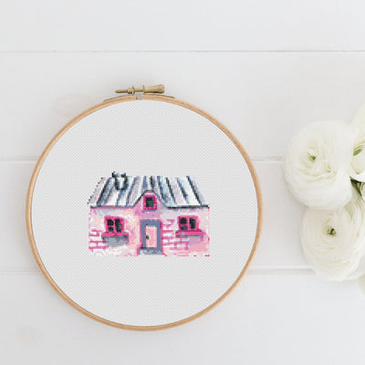 Tiny House Cross Stitch Pattern, Instant Download PDF Pattern, Counted Cross Stitch Chart, Wall Art, Moving Gift Idea, Home Room Decor