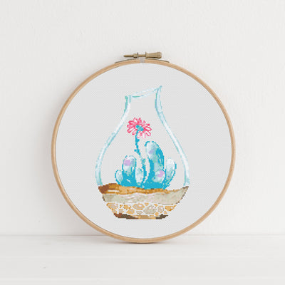 Succulent Cross Stitch Pattern, Instant Download PDF, Modern Cross Stitch Chart, Counted Cross Stitch, Mothers Day Gift, Aesthetic Decor