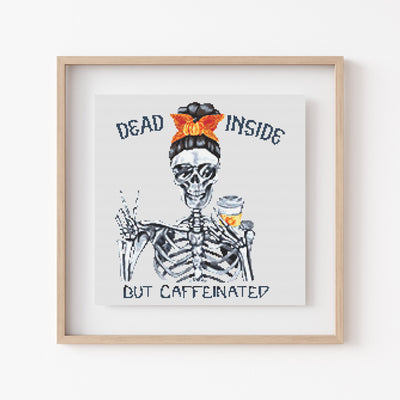 Caffeinated Cross Stitch Pattern, Rude Quote, Instant Download PDF, Snarky Humour Design, Boho Home Decor, Funny Gift Idea, Christmas Gift