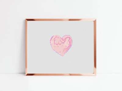 Pink Heart Cross Stitch, Instant Download Pattern PDF, Modern Stitch Chart, Aesthetic Room Decor, Nursery Wall Design, Tiny Cross Stitch Art