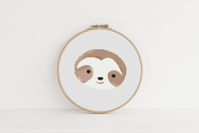 Sloth Cross Stitch Pattern, Instant Download PDF Pattern, Boho Stitch Chart, Cross Stitch Art, Moving Gift, Aesthetic Room Decor, Embroidery