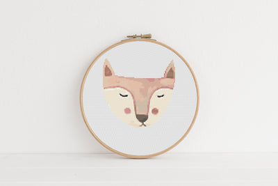 Fox Cross Stitch Pattern, Instant Download PDF Pattern, Boho Stitch Chart, Cross Stitch Art, Moving Gift, Aesthetic Room Decor, Embroidery