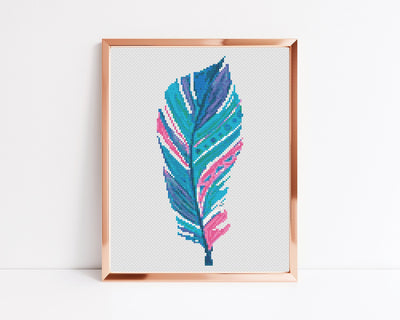 Feather Cross Stitch Pattern, Instant Download PDF, Embroidery Chart, Cross Stitch Art, Aesthetic Room Decor, Whole Shop Bundle, Stitch Kit