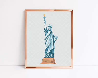 Lady Liberty Cross Stitch Pattern, Instant Download PDF, Travel Art, Cross Stitch Art, Boho Gift Idea, Aesthetic Room Decor, Snarky Pattern