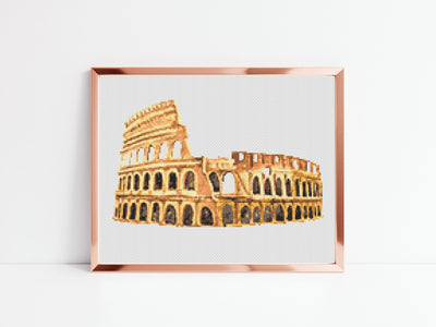 Colosseum Cross Stitch Pattern, Instant Download PDF, Travel Art, Cross Stitch Art, Boho Gift Idea, Aesthetic Room Decor, Snarky Pattern