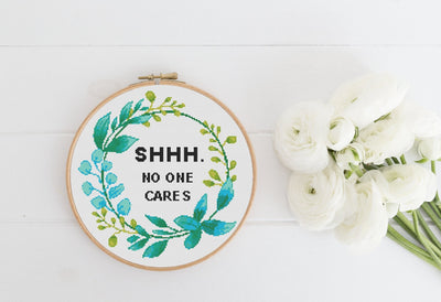 SHHH Cross Stitch Pattern, Instant Download PDF, Cross Stitch Art, Rude Cross Stitch, Boho Home Decor, Funny Home Decor, Sarcastic