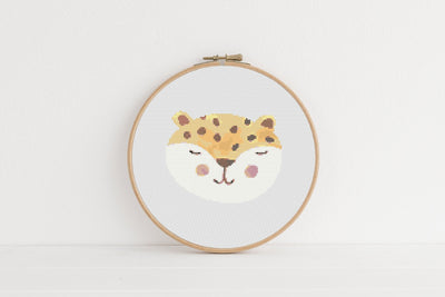 Cheetah Cross Stitch Pattern, Instant Download PDF Pattern, Boho Stitch Chart, Wall Cross Stitch Art, Aesthetic Room Decor, Embroidery