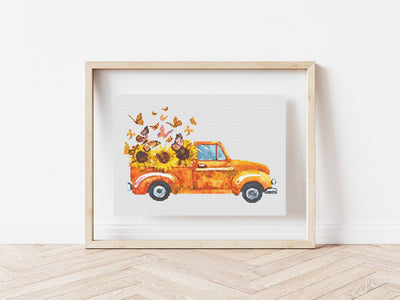 Truck Cross Stitch Pattern, Instant Download PDF, Cross Stitch Art, Modern Stitch Chart, Boho Wall Art, Aesthetic Room Decor, Wanderlust