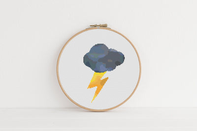 Lightning Cross Stitch Pattern, Instant Download PDF, Nursery Decor, Modern Chart Tutorial, Kids Pattern, Cross Stitch Art, Embroidery Gift