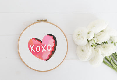 Love XOXO Cross Stitch Pattern, Instant Download PDF, Nursery Decor, Modern Stitch Chart, Valentine Decor, Cross Stitch Art, Embroidery Gift