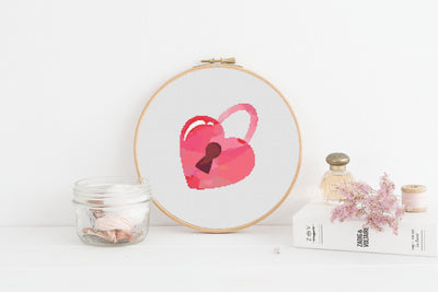 Lock Cross Stitch Pattern, Instant Download PDF, Nursery Room Decor, Modern Stitch Chart, Valentine Decor, Cross Stitch Art, Embroidery Gift