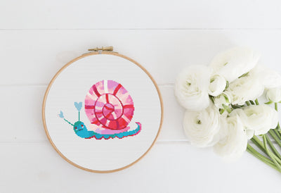 Love Snail Cross Stitch Pattern, Instant Download PDF, Nursery Decor, Modern Stitch Chart, Valentine Art, Cross Stitch Art, Embroidery Gift