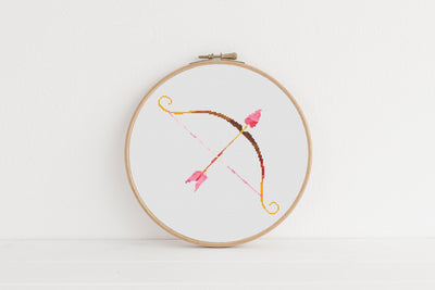Bow and Arrow Cross Stitch Pattern, Instant Download PDF, Nursery Decor, Modern Stitch Chart, Valentine Embroidery, Boho Cross Stitch Art