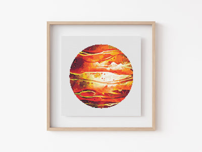 Jupiter Cross Stitch Pattern, Instant Download PDF, Planet Art, Modern Stitch Chart, Science Room Decor, Cross Stitch Art, Embroidery Gift