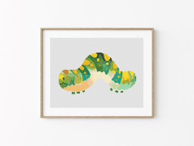 Caterpillar Cross Stitch Pattern, Instant Download PDF, Nursery Decor, Modern Chart Tutorial, Kid Pattern, Cross Stitch Art, Embroidery Gift