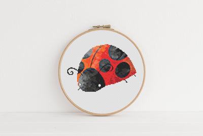 Ladybug Cross Stitch Pattern, Instant Download PDF, Nursery Wall Decor, Modern Chart Tutorial, Animal Art, Cross Stitch Art, Embroidery Gift