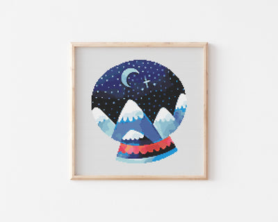 Snowglobe Cross Stitch Pattern, Instant Download PDF, Ornament Winter Decor, Modern Stitch Chart, Cross Stitch Art, Christmas Gift, 1985