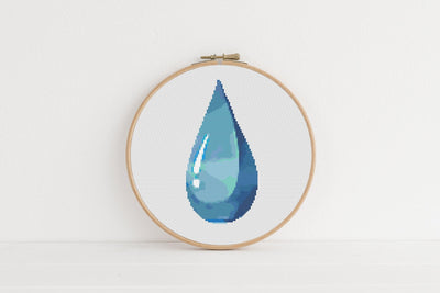 Water Drop Cross Stitch Pattern, Instant Download PDF, Counted Cross Stitch, Cross Stitch Art, Embroidery Hoop, Nursery Decor, Kids Room