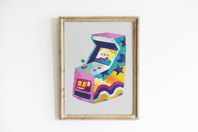 Arcade Cross Stitch Pattern, Instant Download PDF, Counted Cross Stitch, Cross Stitch Art, Embroidery Hoop, Boys Room Decor, Dinosaur Art