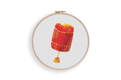 Chinese Lantern Cross Stitch, Instant Download PDF, New Year Pattern, Modern Stitch Pattern, Rustic Decor, Boho Home Gift, Nursery Wall