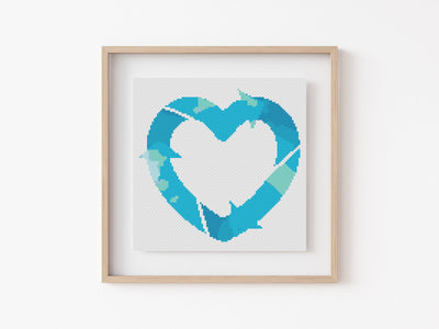 Recycle Heart Cross Stitch, Instant Download PDF, Chart Pattern, Modern Stitch Pattern, Rustic Wall Decor, Boho Home Gift, Nursery Wall