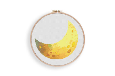 Moon Cross Stitch, Instant Download PDF Pattern, Counted Cross Stitch, Modern Cross Stitch Chart, Embroidery Art, Space Wall Art Design