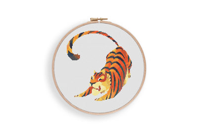 Tiger Cross Stitch Pattern, Instant Download PDF, Counted Cross Stitch, Cross Stitch Art, Embroidery Hoop, Nursery Decor, Year of the Tiger