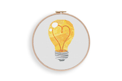 Lightbulb Cross Stitch Pattern, Instant Download PDF, Counted Cross Stitch Art, Modern Pattern, Boho Wall Decor, Nursery Room Decor, Gift