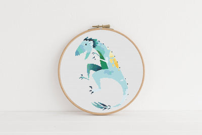 Raptor Cross Stitch Pattern, Instant Download PDF, Counted Cross Stitch, Cross Stitch Art, Embroidery Hoop, Nursery Decor, Dinosaur Art