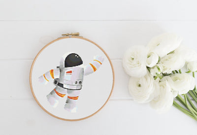 Astronaut Cross Stitch Pattern, Instant Download PDF, Nursery Room Decor, Modern Stitch Chart, Space Art, Cross Stitch Art, Embroidery Gift