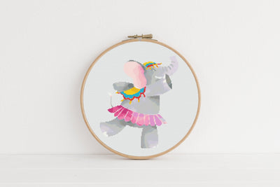 Elephant Cross Stitch Pattern, Instant Download PDF, Counted Cross Stitch, Cross Stitch Art, Embroidery Hoop, Nursery Decor, Circus Room Art