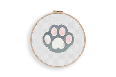 Cat Paw Cross Stitch Pattern, Instant Download PDF, Nursery Art Decor, Modern Chart Tutorial, Animal Art, Cross Stitch Art, Embroidery Gift