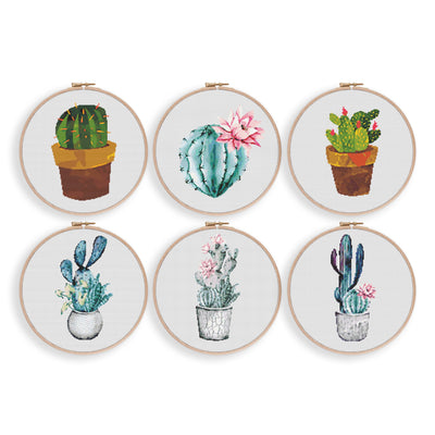 Set of 6 Cactus Cross Stitch Pattern, Instant Download PDF Pattern, Embroidery Set, Cross Stitch Art, Stitch Bundle, Boho Stitch Kit, Decor