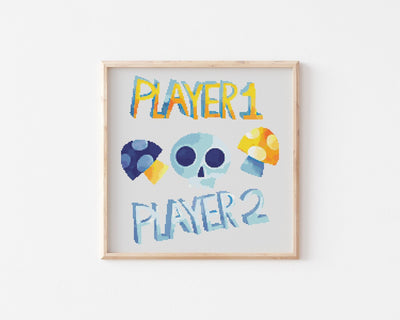 Player Cross Stitch Pattern, Instant Download PDF, Counted Cross Stitch, Cross Stitch Art, Embroidery Hoop, Kids Room Decor, Dinosaur Art