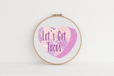 Tacos Cross Stitch Pattern, Instant Download PDF, Nursery Decor, Modern Chart Tutorial, Kid Room Decor, Cross Stitch Art, Embroidery Gift