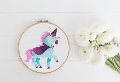 Unicorn Hexe Cross Stitch Pattern, Instant Download PDF, Nursery Decor, Modern Chart Tutorial, Kids Pattern, Cross Stitch Art, Halloween