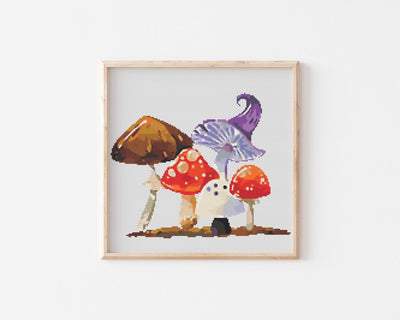 Mushrooms Cross Stitch Pattern, Instant Download PDF, Nursery Decor, Modern Stitch Chart, Kid Room Decor, Cross Stitch Art, Embroidery Gift