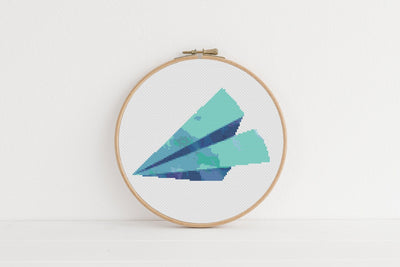 Paper Airplane Cross Stitch Pattern, Instant Download PDF, Counted Cross Stitch, Cross Stitch Art, Embroidery Hoop, Boy Room Decor, Boho Art