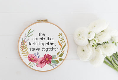 Couple Fart Cross Stitch, Instant Download PDF Pattern, Counted Cross Stitch, Cross Stitch Chart, Embroidery Pattern, Rude X Stitch Pattern