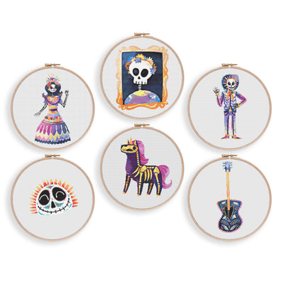 Dia de Muertos Cross Stitch Pattern, Instant Download PDF Pattern, Embroidery Set, Cross Stitch Art, Stitch Bundle, Boho Stitch Kit, Decor