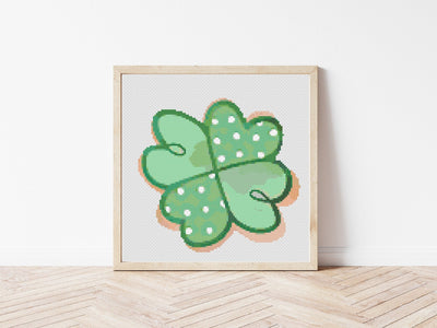 Clover Cookie Cross Stitch Pattern, Instant Download PDF, Irish Season Decor, Modern Stitch Chart, Cross Stitch Art, Green Gift, Spruce