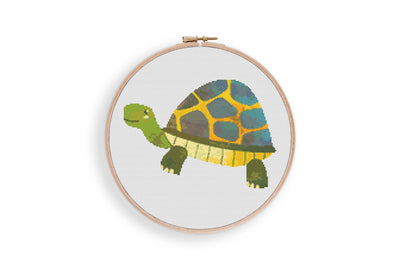 Turtle Cross Stitch Pattern, Instant Download PDF, Counted Cross Stitch, Cross Stitch Art, Embroidery Art, Nursery Room Decor, Boho Art Gift