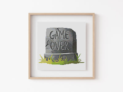 Game Over Cross Stitch Pattern, Instant Download PDF, Nursery Art, Modern Stitch Chart, Halloween Decor, Cross Stitch Art, Embroidery Gift