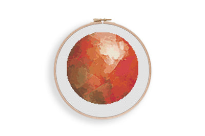Mars Cross Stitch Pattern, Instant Download PDF, Planet Art, Modern Stitch Chart, Science Room Decor, Cross Stitch Art, Embroidery Gift