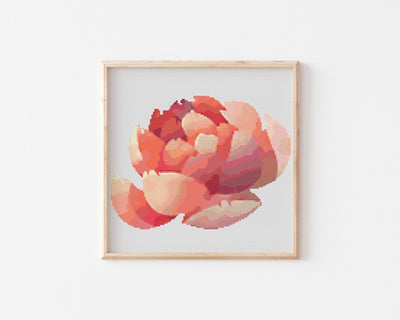 Peony Cross Stitch Pattern, Instant Download PDF, Counted Cross Stitch, Cross Stitch Art, Embroidery Art, Nursery Wall Art, Boho Home Decor